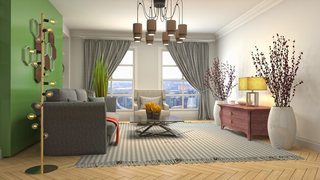 Illustration of the living room interior