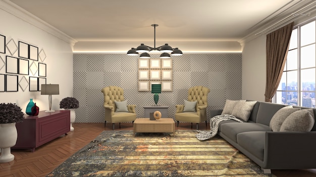 Illustration of the living room interior