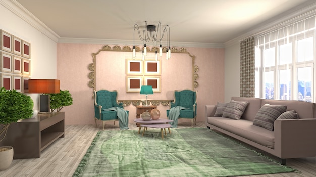 Illustration of the living room interior