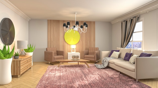 Illustration of the living room interior