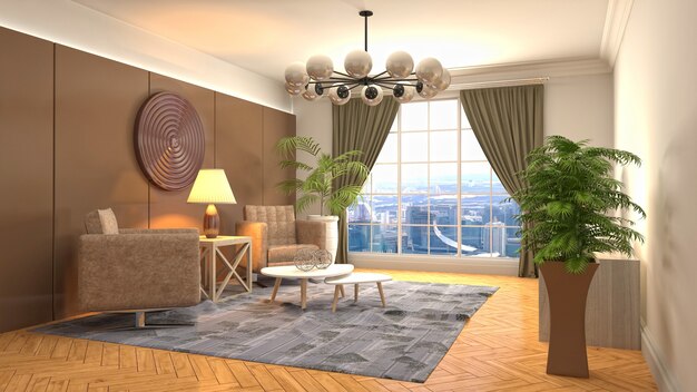 Illustration of the living room interior