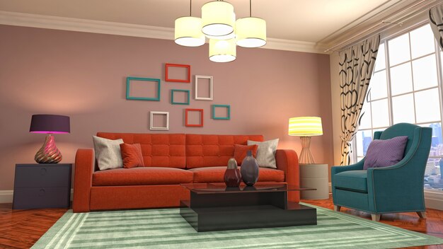 Illustration of the living room interior