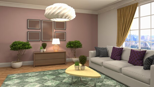 Illustration of the living room interior