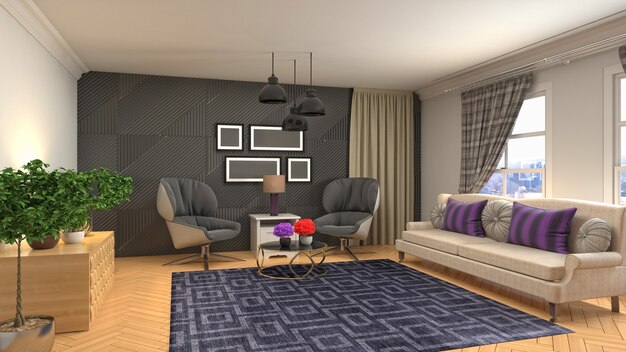 Illustration of the living room interior