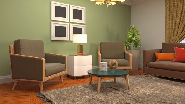 Illustration of the living room interior