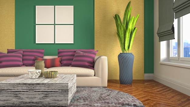 Illustration of the living room interior