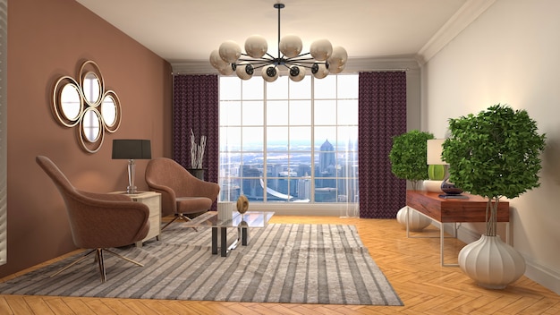 Illustration of the living room interior