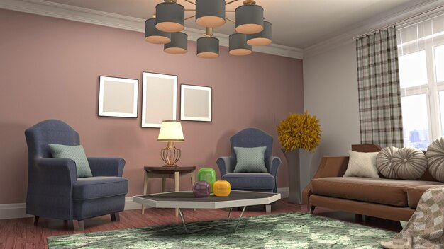 Illustration of the living room interior