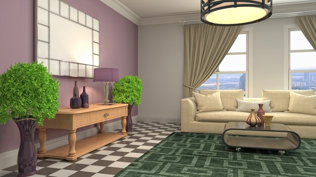 Illustration of the living room interior