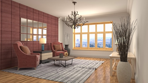 Illustration of the living room interior