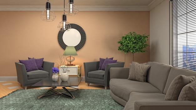 Illustration of the living room interior