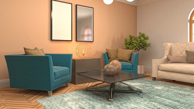 Illustration of the living room interior