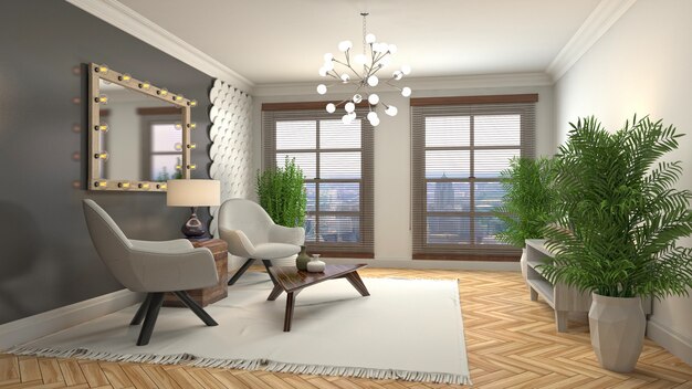 Illustration of the living room interior