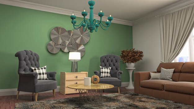 Illustration of the living room interior