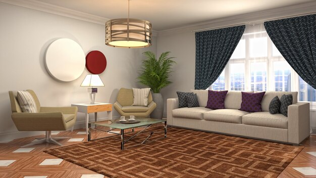 Illustration of the living room interior