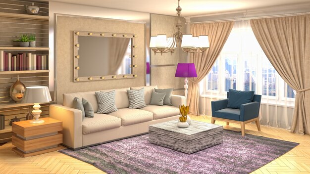 Illustration of the living room interior