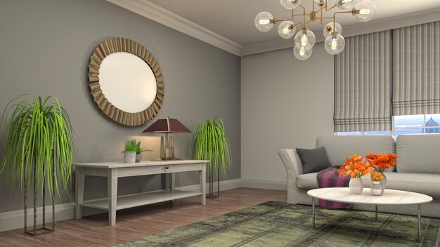 Illustration of the living room interior