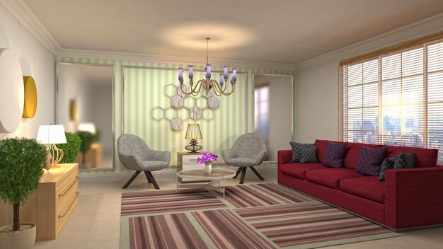 Illustration of the living room interior