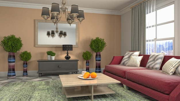 Illustration of the living room interior