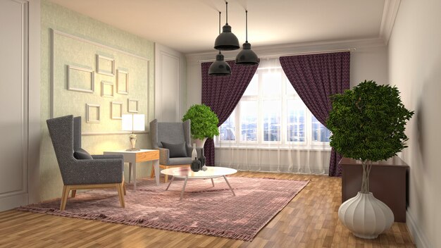 Illustration of the living room interior