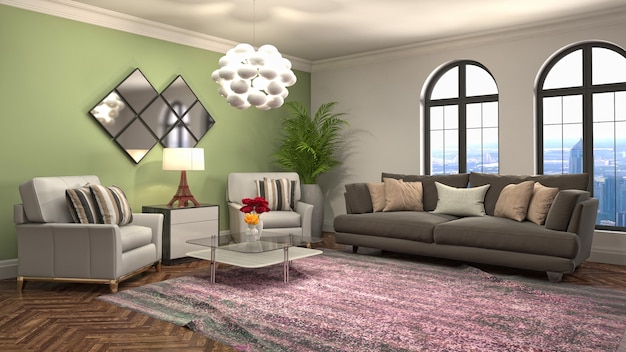 Illustration of the living room interior