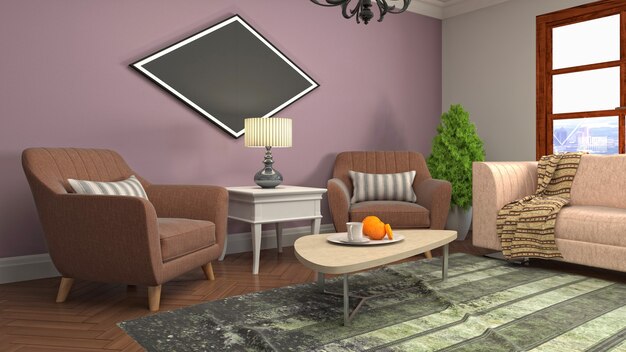 Illustration of the living room interior