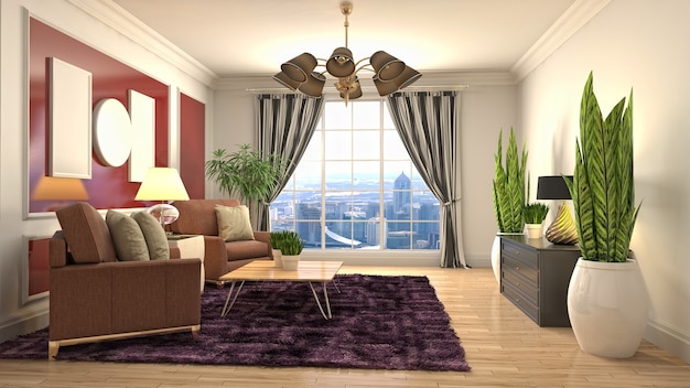 Illustration of the living room interior