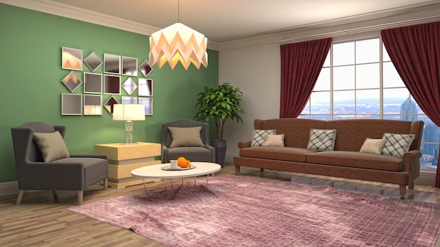 Illustration of the living room interior