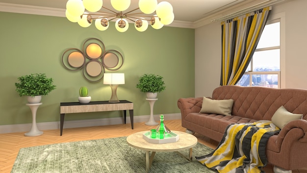 Illustration of the living room interior