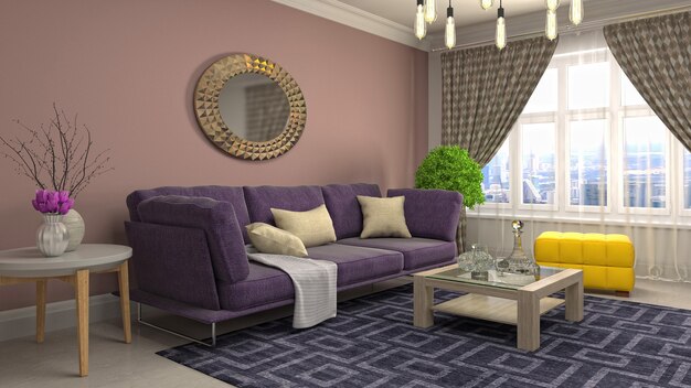 Illustration of the living room interior