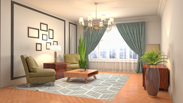 Illustration of the living room interior