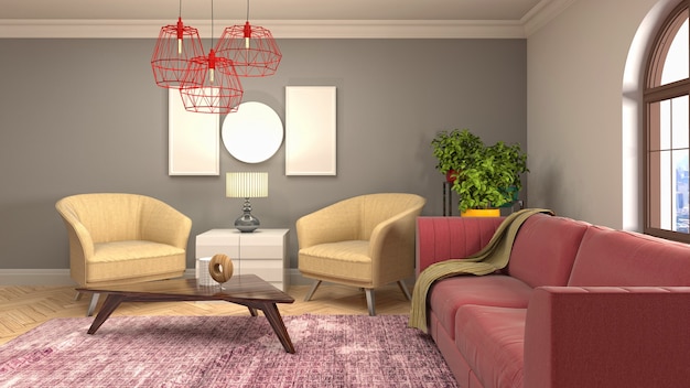 Illustration of the living room interior