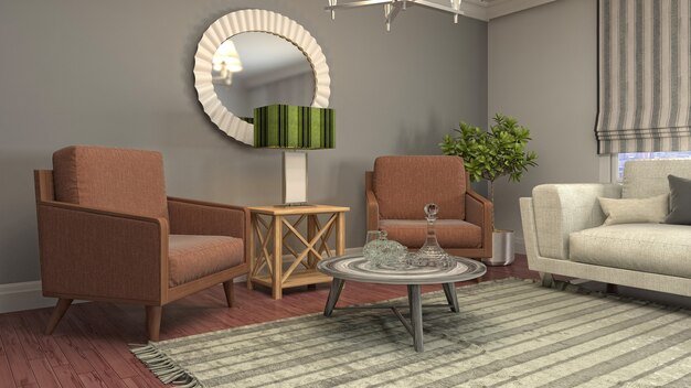 Illustration of the living room interior