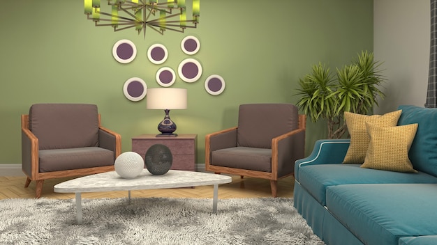 Illustration of the living room interior