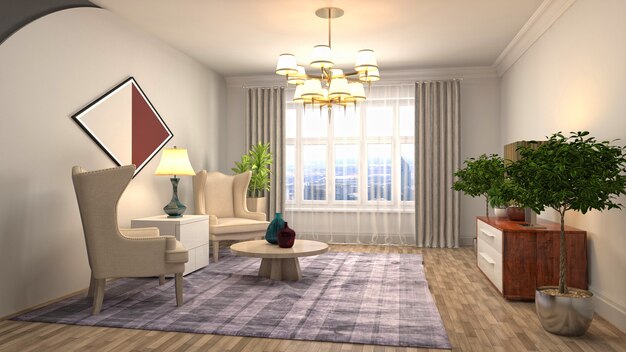 Illustration of the living room interior