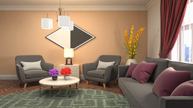 Illustration of the living room interior