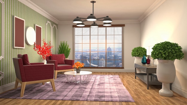 Illustration of the living room interior