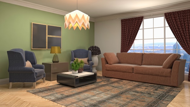 Illustration of the living room interior