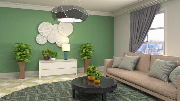 Illustration of the living room interior