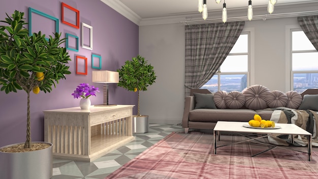 Illustration of the living room interior