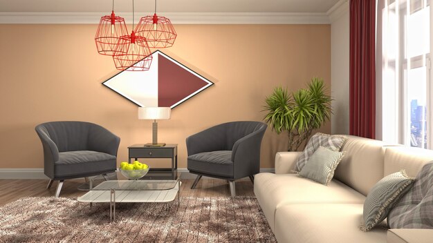 Illustration of the living room interior