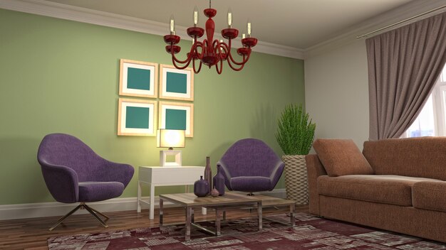 Illustration of the living room interior