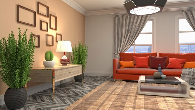 Illustration of the living room interior