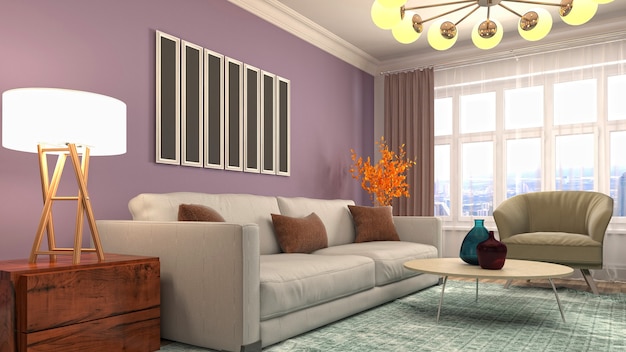 Illustration of the living room interior