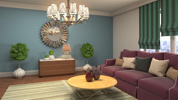 Illustration of the living room interior