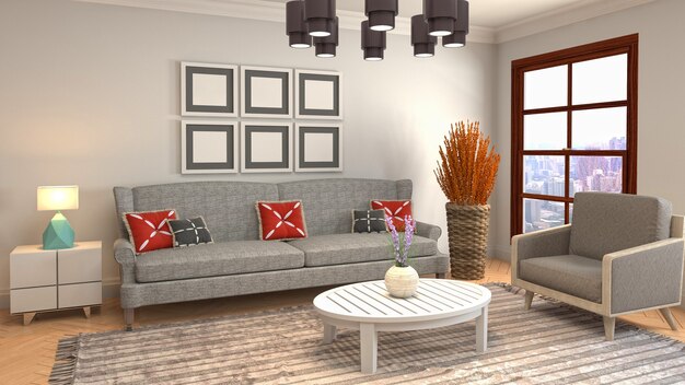 Illustration of the living room interior