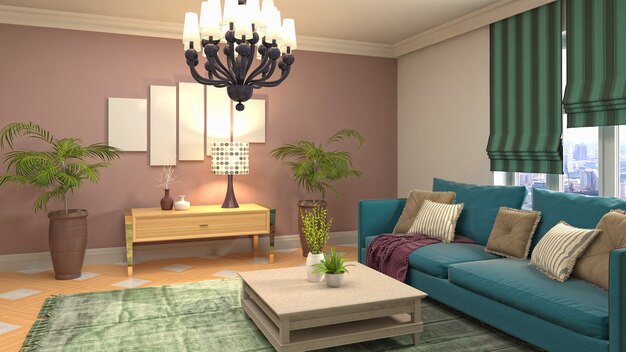 Illustration of the living room interior