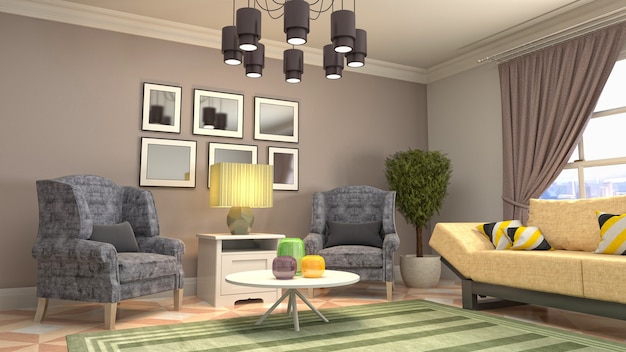 Illustration of the living room interior