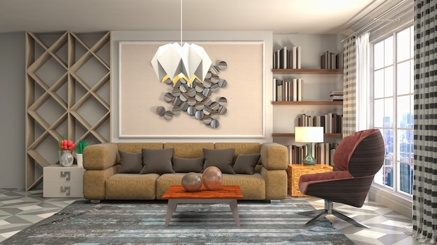 Illustration of the living room interior