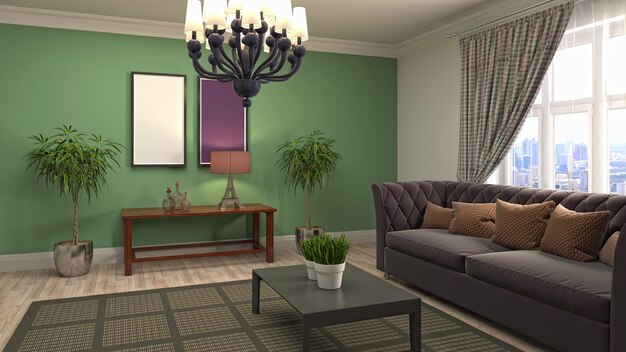 Illustration of the living room interior